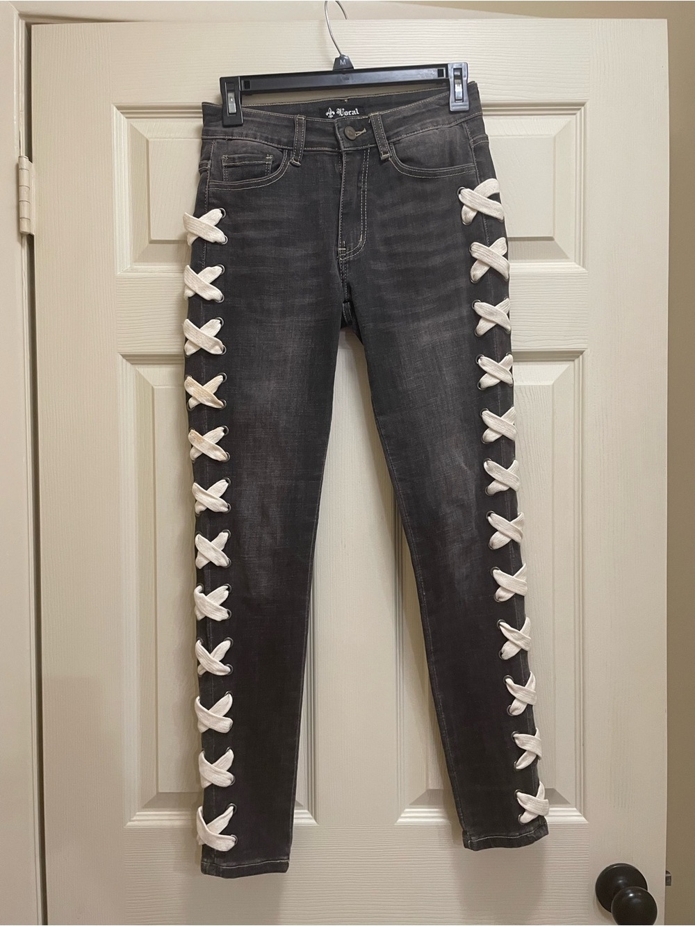 Gray / Distressed-black Jeans — Size S